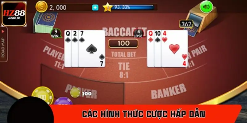 Các hình thức cược hấp dẫn trong trò chơi Baccarat